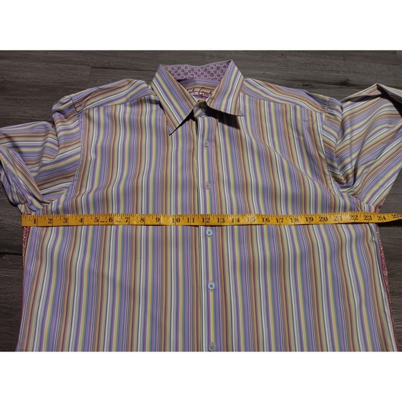 Robert Graham Men's Multicolor Striped Flip Cuff Long Sleeve Shirt Size XL - Picture 7 of 9